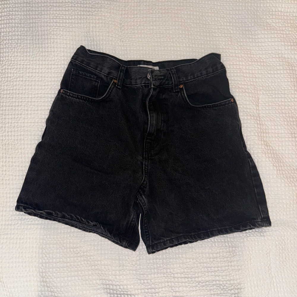 MANGO Black Denim Shorts